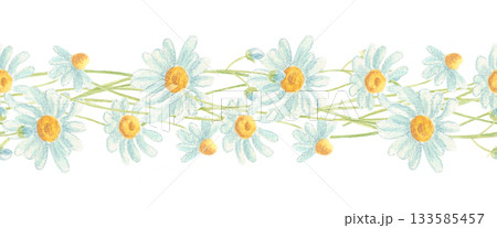 Watercolor seamless daisy floral border Watercolor seamless daisy floral border 133585457