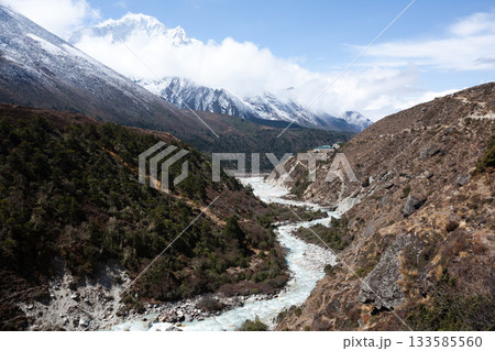 Landscape from Pangboche town area, EBC trekking, Nepal 133585560