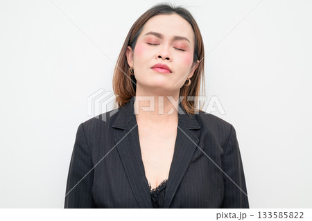 Asian Business Woman Studio Portrait on White Background Asian Business Woman Studio Portrait on White Background 133585822