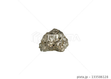 pyrite mineral stone macro on white background pyrite mineral stone macro on white background 133586128