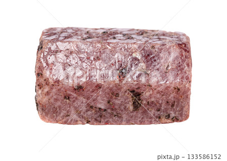 Ruby mineral stone in the breed a white background 133586152