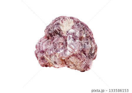 Lepidolite mineral stone in the rock a white background Lepidolite mineral stone in the rock a white background 133586153