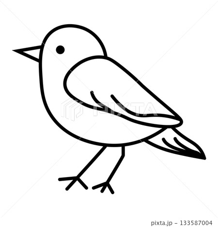 シンプルな線で描かれた小鳥の線画イラスト シンプルな線で描かれた小鳥の線画イラスト 133587004