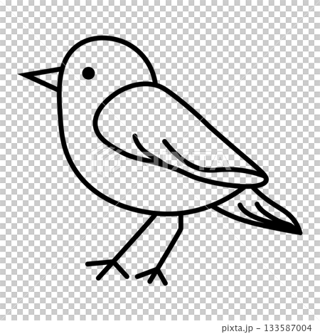 シンプルな線で描かれた小鳥の線画イラスト シンプルな線で描かれた小鳥の線画イラスト 133587004