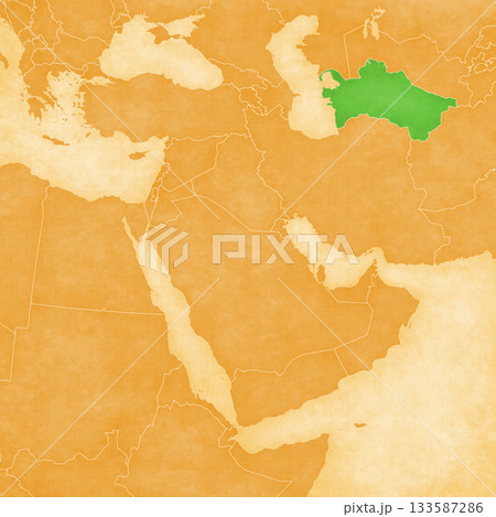 Ocher map of Middle East - Turkmenistan 133587286