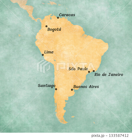 Map of the largest cities in South America Map of the largest cities in South America 133587412