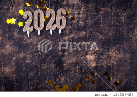 2026 New year background with golden decoration 2026 New year background with golden decoration 133587427