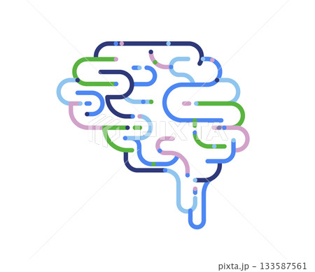 Abstract linear brain infographic. Mental health concept illustration. Abstract linear brain infographic. Mental health concept illustration. 133587561