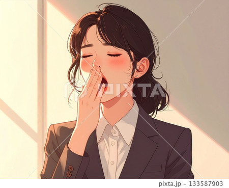欠伸をするビジネスウーマン イラスト 欠伸をするビジネスウーマン イラスト 133587903
