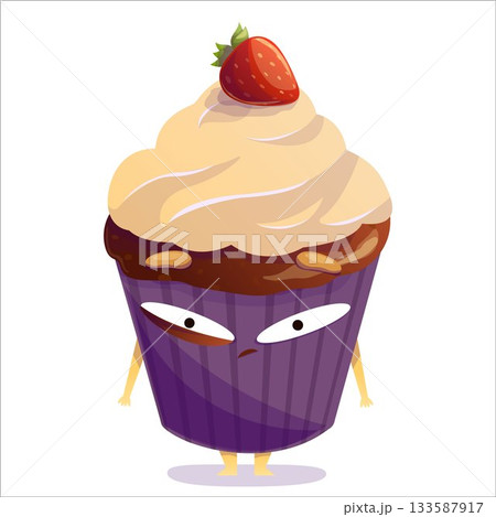 Vector illustration of a nervous pie with a twitching eye. Pie, character, neurosis, vector, stress, tired, sweet Vector illustration of a nervous pie with a twitching eye. Pie, character, neurosis, vector, stress, tired, sweet 133587917