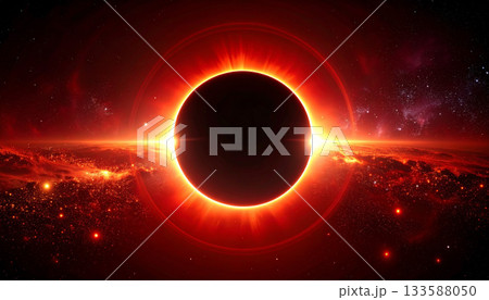 宇宙で輝く赤い日食 宇宙で輝く赤い日食 133588050