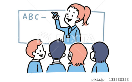 ホワイトボードで説明するビジネスウーマンのイラスト 133588338