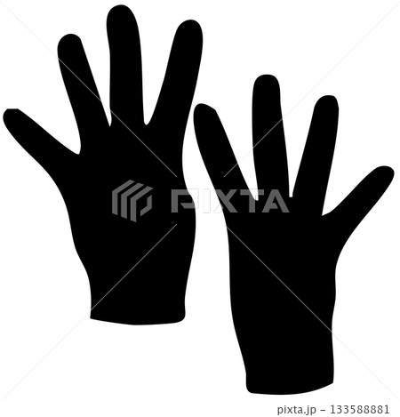 指4本のジェスチャーシルエット｜4カウント・黒シルエットアイコン 133588881