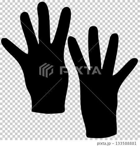 指4本のジェスチャーシルエット｜4カウント・黒シルエットアイコン 133588881