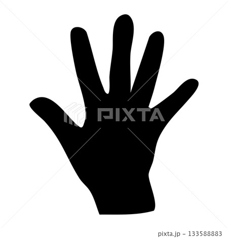 指5本のジェスチャーシルエット｜5カウント・開いた手アイコン 133588883
