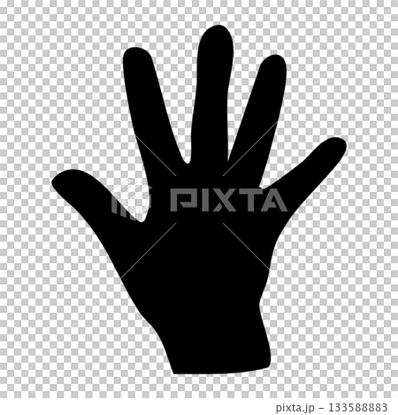指5本のジェスチャーシルエット｜5カウント・開いた手アイコン 133588883
