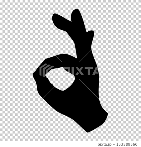OK手勢輪廓 | 手指畫圈手勢 | 純黑色圖標 133589360