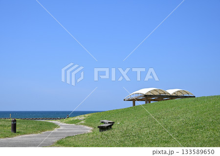 晴れの日の江口浜海浜公園の風景 133589650