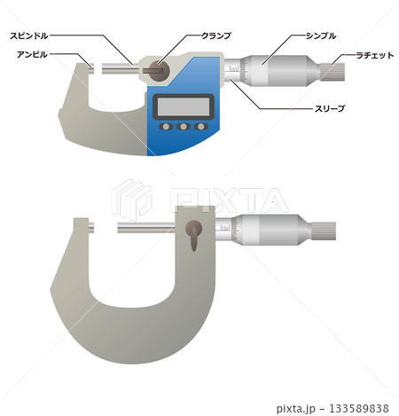 マイクロメーターの各部名称 マイクロメーターの各部名称 133589838