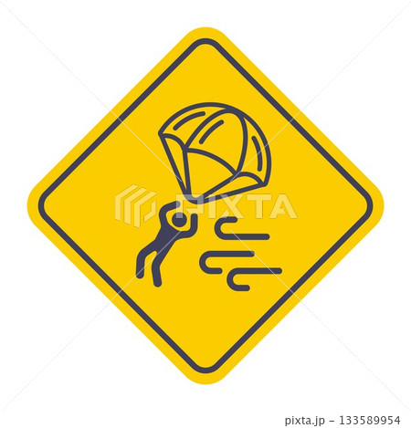 Parachute player carried away by the wind black icon. 133589954