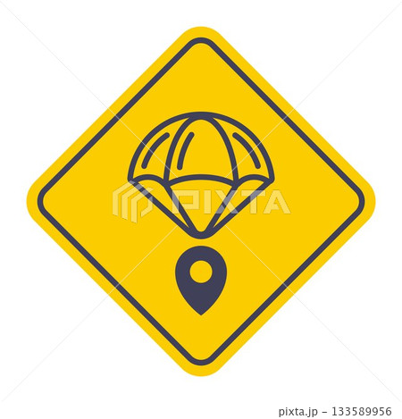 Parachute landing mark. Landing route. 133589956