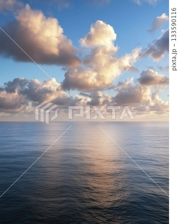 美しい水平線と空と海のグラデーションの自然背景 133590116