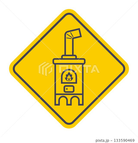 Potbelly stove for heating an apartment black icon. Potbelly stove for heating an apartment black icon. 133590469