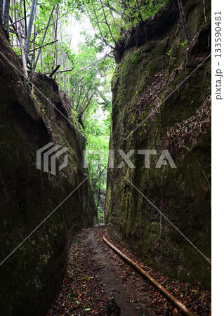 萩別府地区のシラス壁の坂 133590481