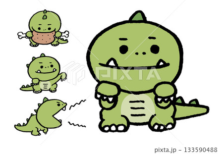 緑色のかわいい恐竜の子ども 133590488
