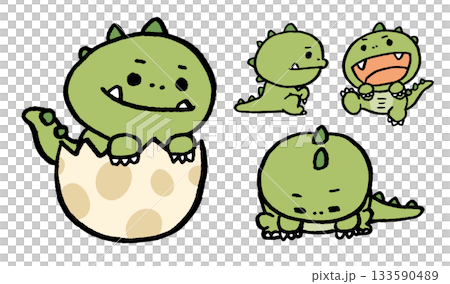 緑色のかわいい恐竜の子ども 緑色のかわいい恐竜の子ども 133590489