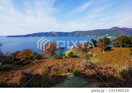 金華山の紅葉と牡鹿半島 金華山の紅葉と牡鹿半島 133590529