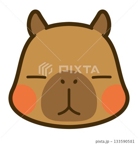 かわいいカピバラの顔アイコン 133590581