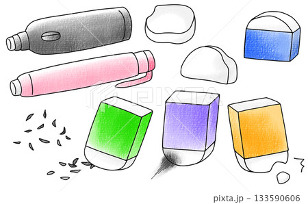 ゆるめシンプルいろいろ消しゴムセット　アナログ風 133590606