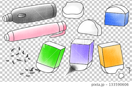 ゆるめシンプルいろいろ消しゴムセット　アナログ風 133590606