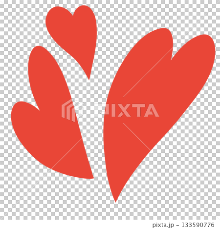 Three vertical red hearts, large, medium and small 133590776