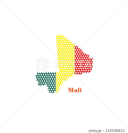 Mali map icon, flag symbol. 133590813