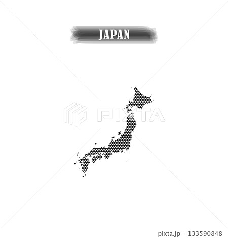 Japan dotted map with grunge texture in dot style. 133590848