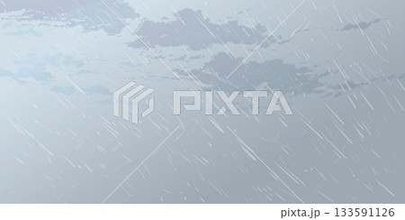 Heavy rain in minimalist coudscape with dusk sky horizontal background graphic illustration have blank space. Heavy rain in minimalist coudscape with dusk sky horizontal background graphic illustration have blank space. 133591126
