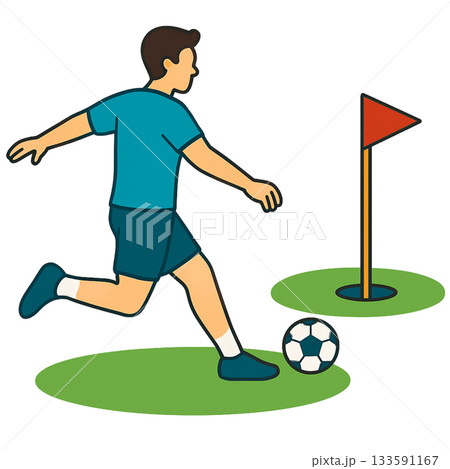フットゴルフをする男性のイラスト フットゴルフをする男性のイラスト 133591167