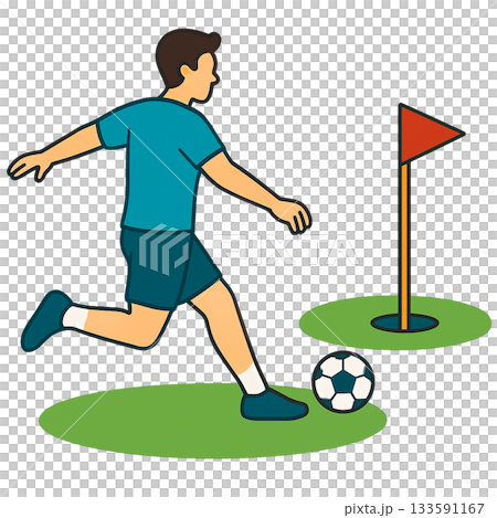 フットゴルフをする男性のイラスト フットゴルフをする男性のイラスト 133591167
