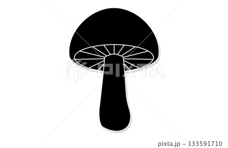 シンプルなモノクロきのこイラストアイコン素材 133591710