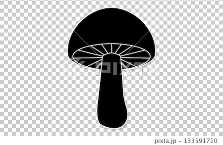 シンプルなモノクロきのこイラストアイコン素材 133591710