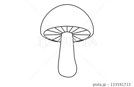 シンプルなモノクロきのこイラストアイコン素材 133591713