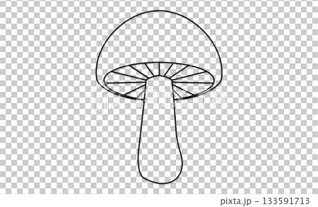 シンプルなモノクロきのこイラストアイコン素材 133591713