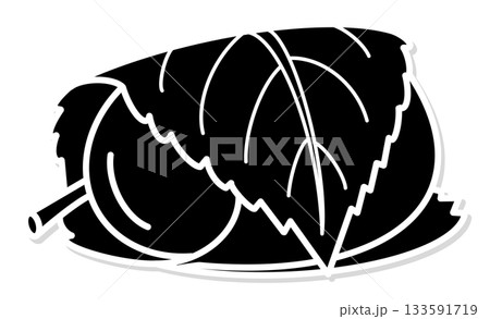 桜の葉に包まれた和菓子・桜餅のイラストアイコン素材 133591719