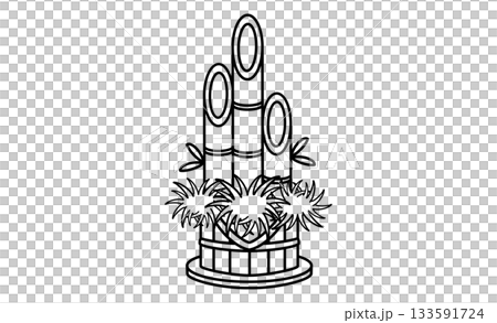 New Year's decorations and Kadomatsu illustration icon material 133591724