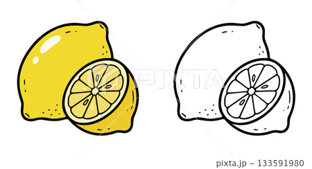 シンプルなレモンのアイコンイラスト 133591980