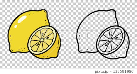 シンプルなレモンのアイコンイラスト 133591980
