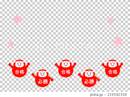 Cute Daruma and cherry blossom frame 133592350