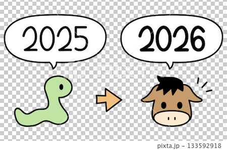 Cute illustrations of the zodiac signs Snake to Horse 133592918